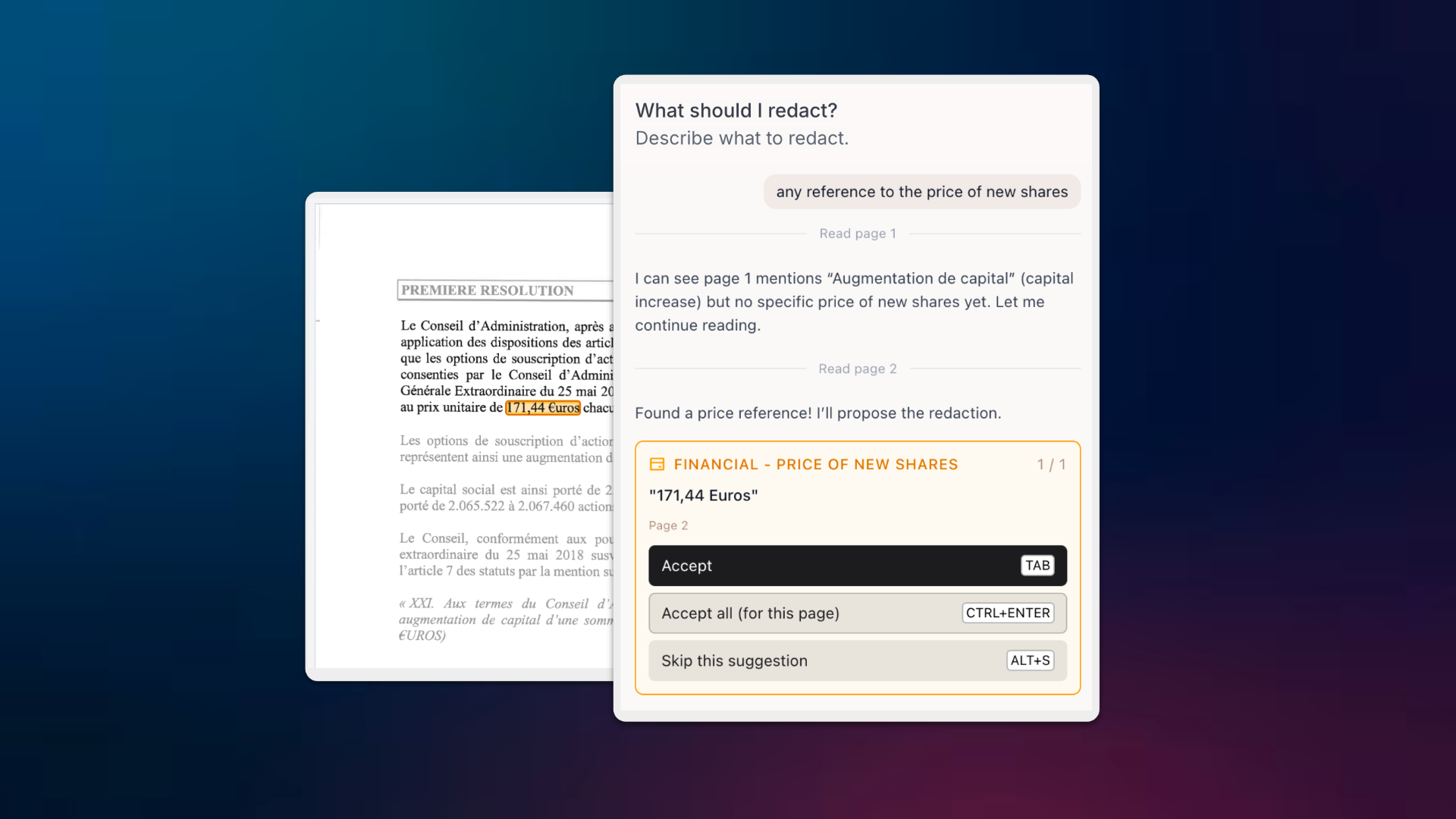 AI agent for redaction