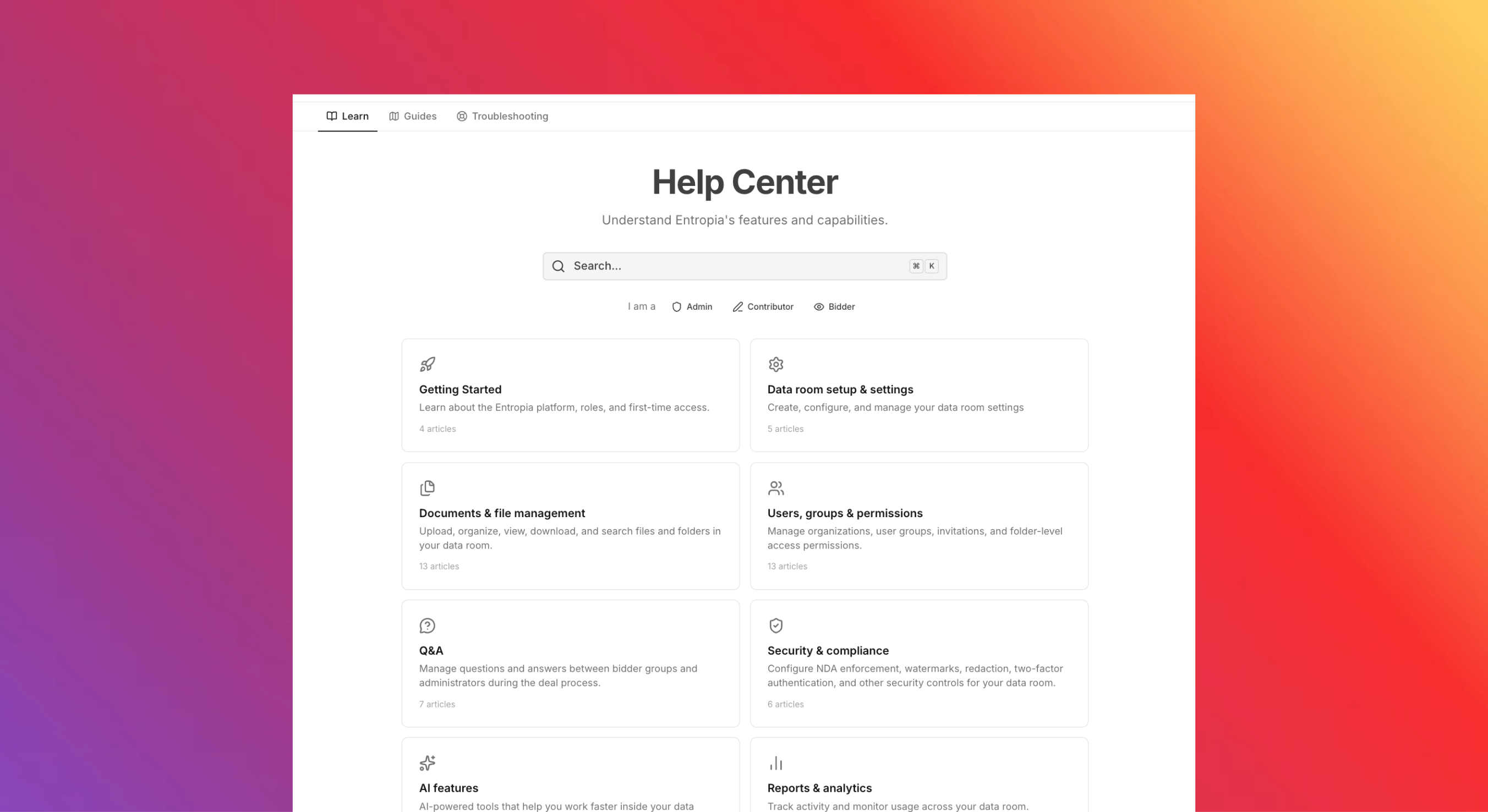 Built-in help center