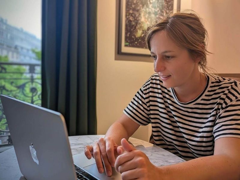 Working remotely on a laptop