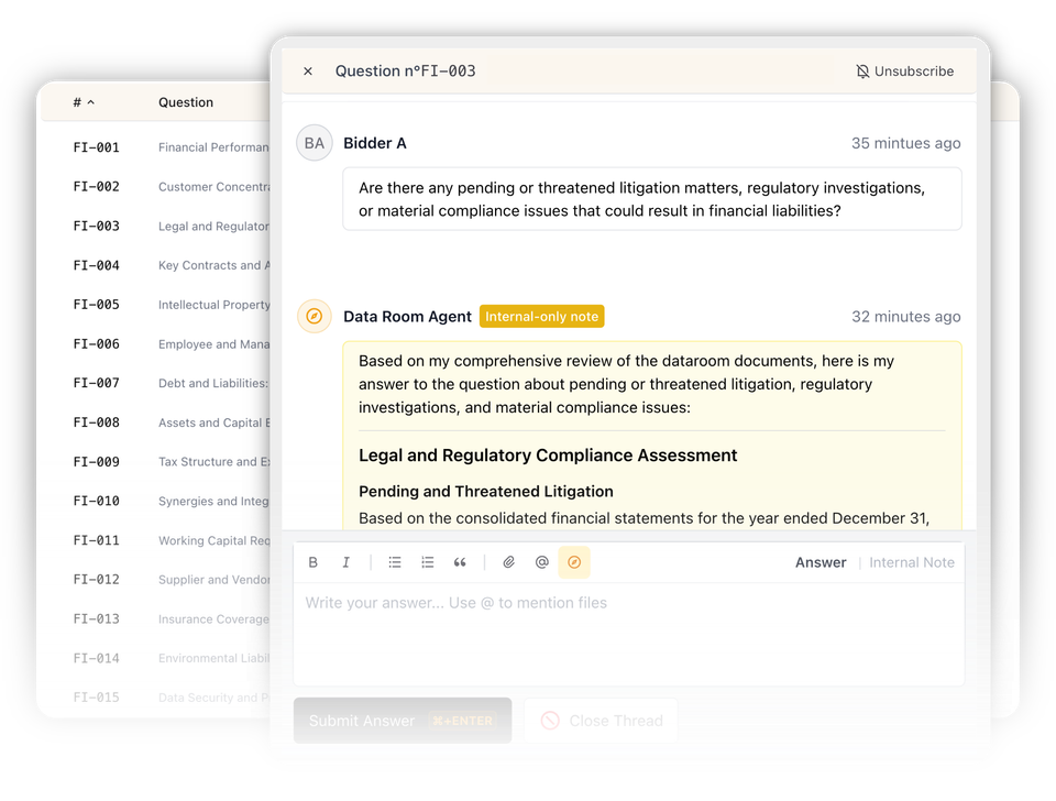 Entropia Q&A workflow interface