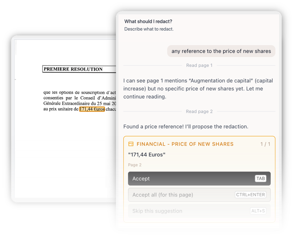 Entropia document redaction interface