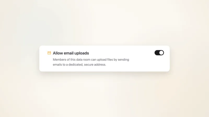 Importez des fichiers dans la data room par email