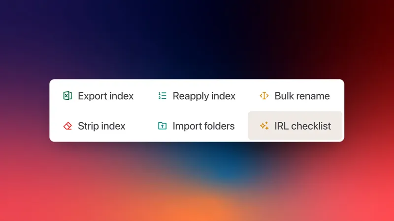 Redesigned index management panel with previews
