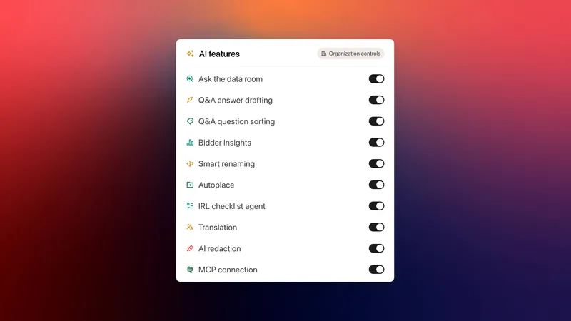 Organization admin controls for every data room