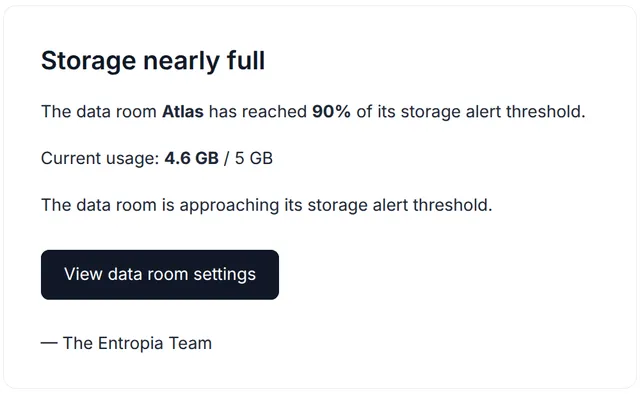 Storage management and alerts